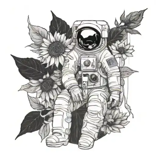 Astronaut Looking To A Sunflower