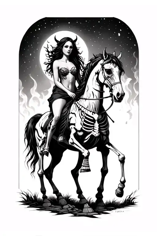 Demon 4 Horseman Death Lady Riding Skeletal Horse