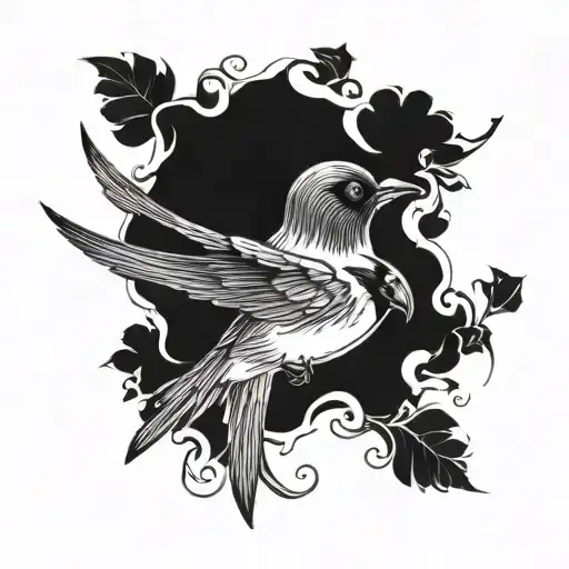 Swallow Bird With Background Black And White