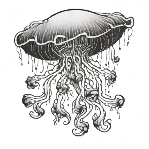 A Jellyfish Gracefully Swimming In The Ocean Depths