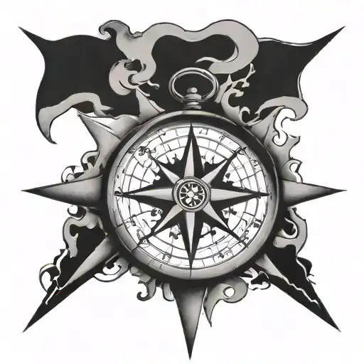 Compass Pointing Towards Roman Cross