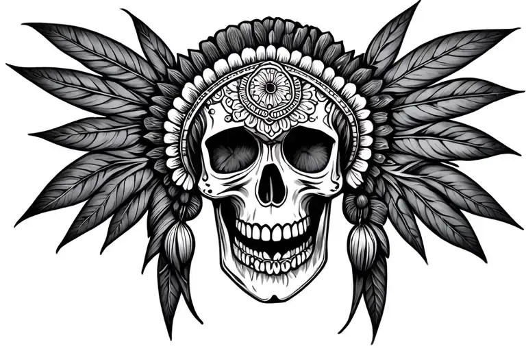 Indian Skull Black And Grey