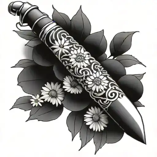 Dagger With Small Daisies Wrapped Around