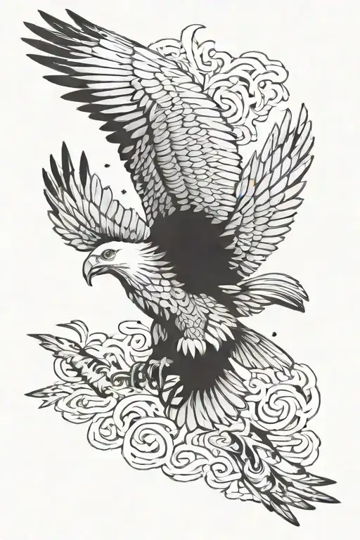 Eagle With Two Doves Flying Away