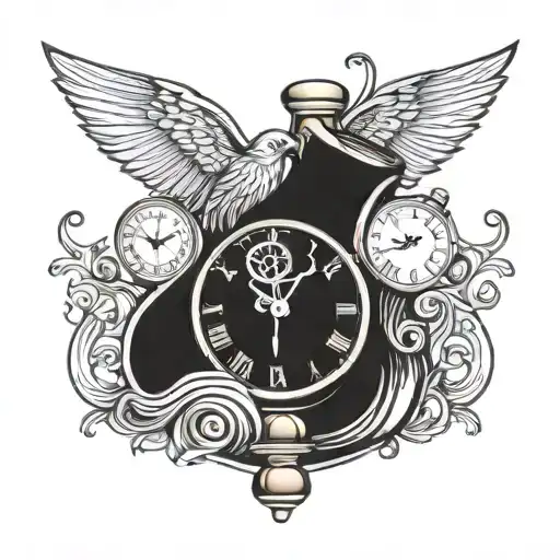 Clock And Whiskey Glass