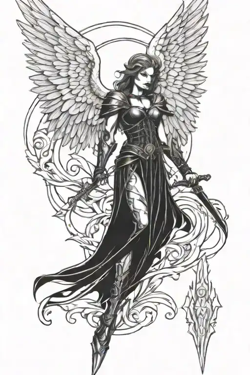 Warrior Angel With Gothic Cathedral
