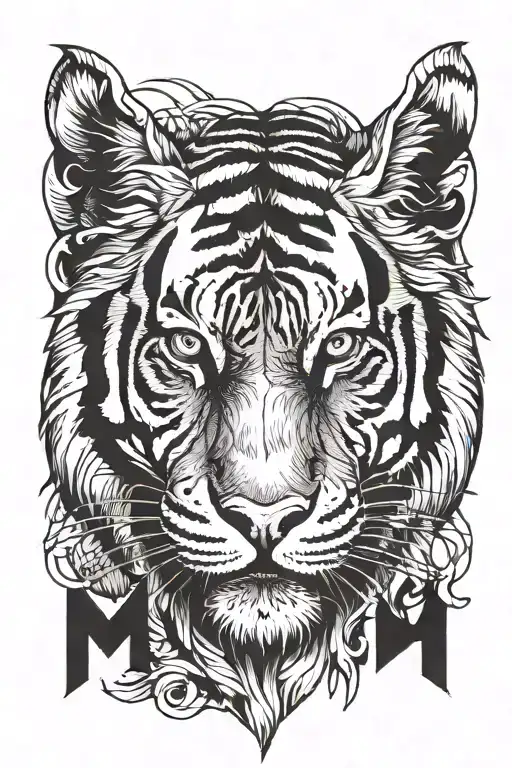 Tiger Face With Letters M L B A N V G And Big Ab Initials Inside