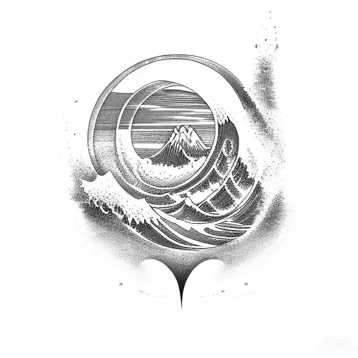 Ocean Wave And Mountain