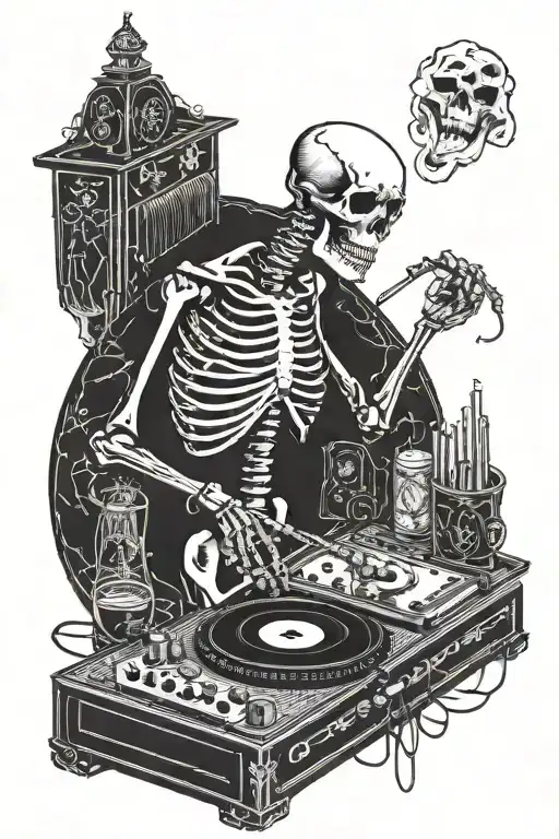 Skeleton Djing Records Tarot Card