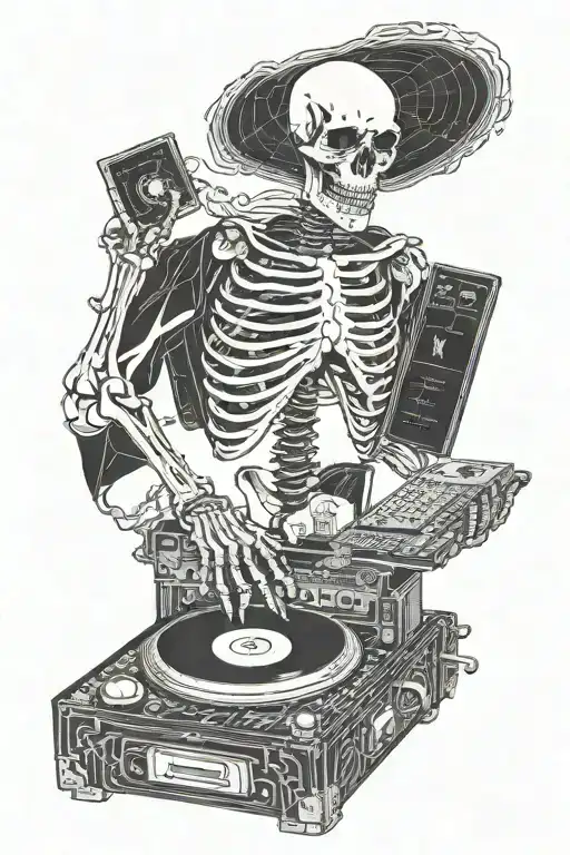 Skeleton Djing Records Tarot Card