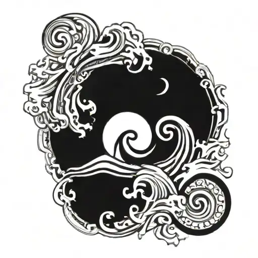 Triskelion Outline With An Ocean Storm Background