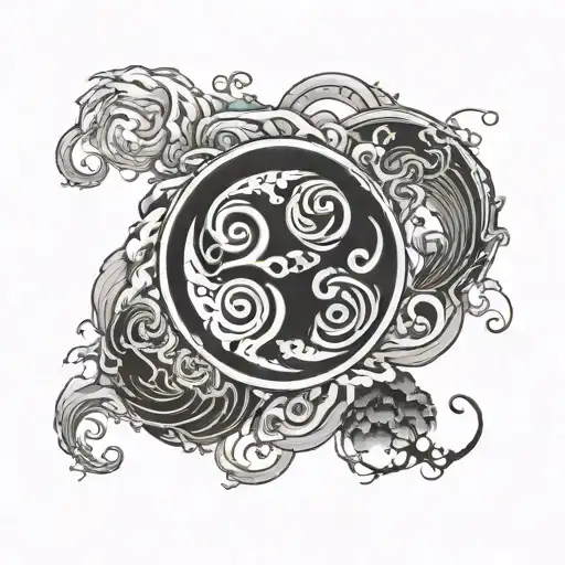 Triskelion Inverted With An Ocean Storm Background