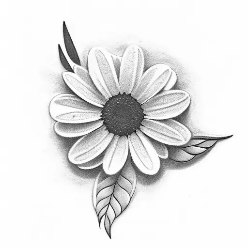 Delicate Minimalistic Olive Leafs With A Daisy And A Jasmine Flower For Girl