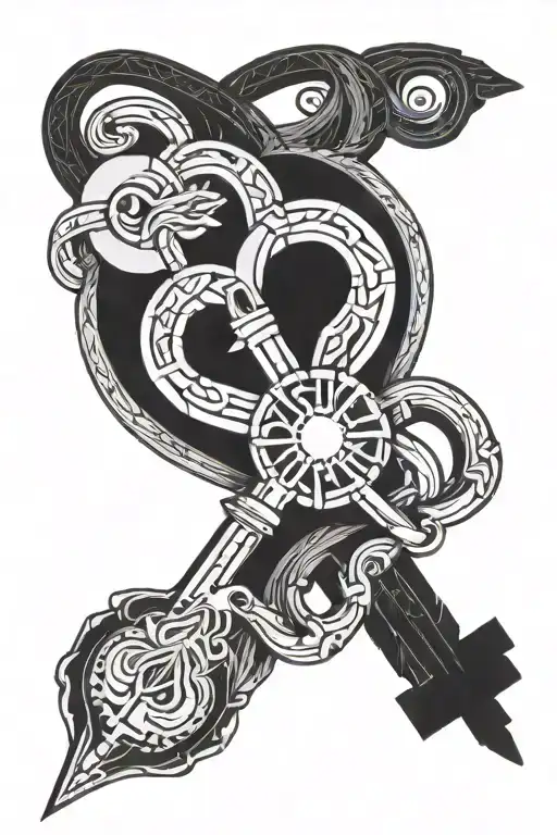 Native American Heart Shaped Key Intertwined