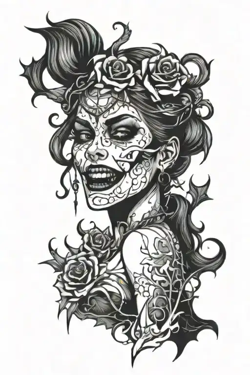 Girl With Fangs Blood And Beautiful Appearance