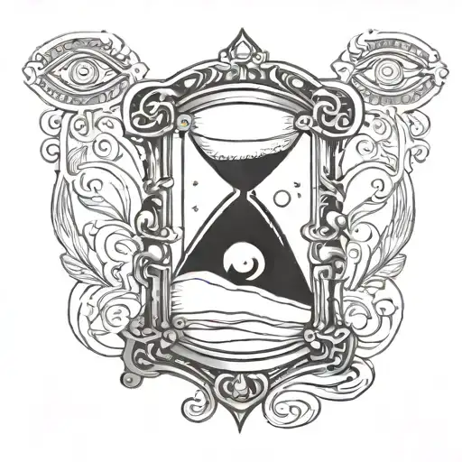 Hour Glass With Sand Clock And All Seeing Eye