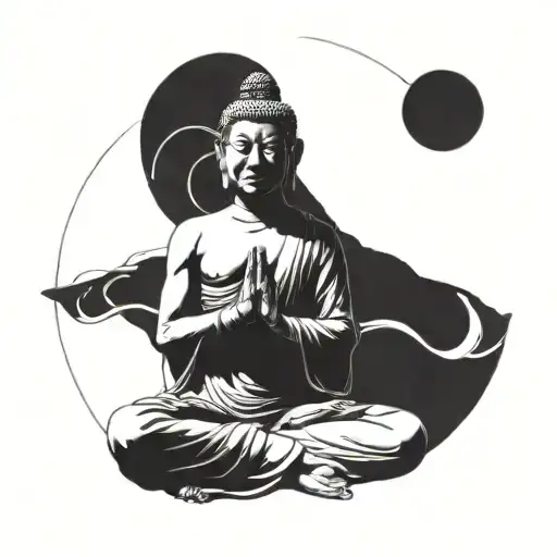 Meditating Buddhist In Oeace