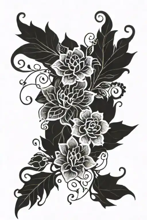 Black And White Lacey Floral Design