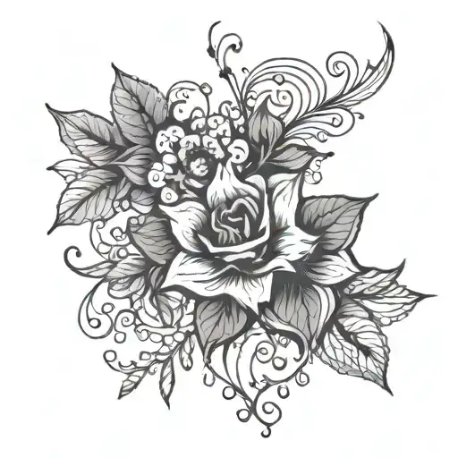 Lacey And Floral Design Combining Elements