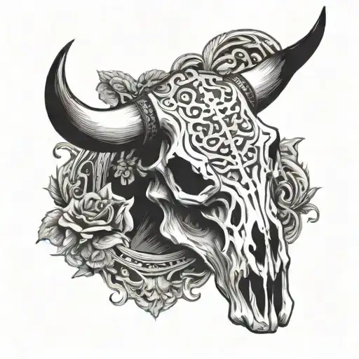 Bull Skull With Cross