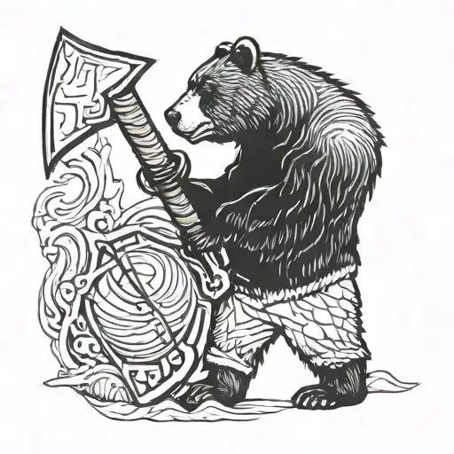 Bear Holding An Axe