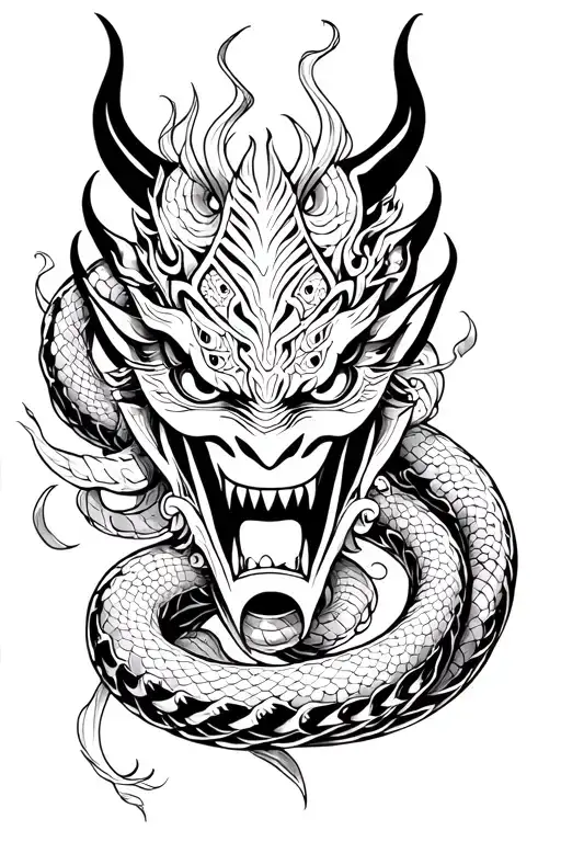 Oni Mask With Snake