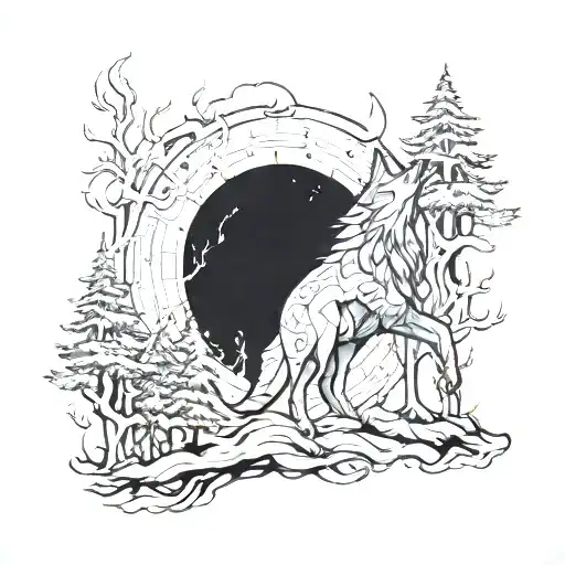 A Mechanical Wolf Howling In A Mystical Forest