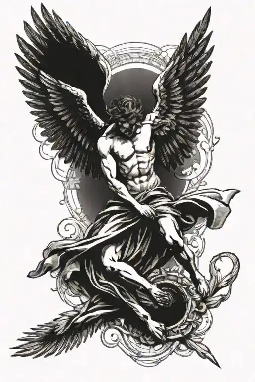 Icarus And Sun Falling Angel