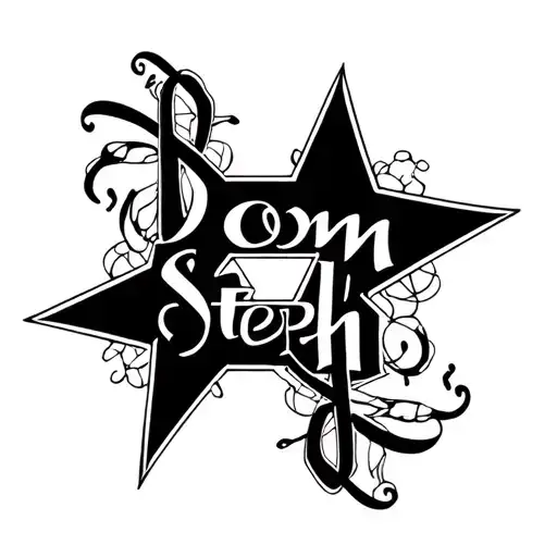 Dom And Steph Names Written In Cool Letters With A Single Star Coming Together