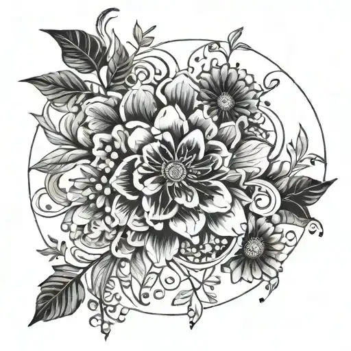 Combine Drum Skins With Floral Patterns In A Blackwork Design
