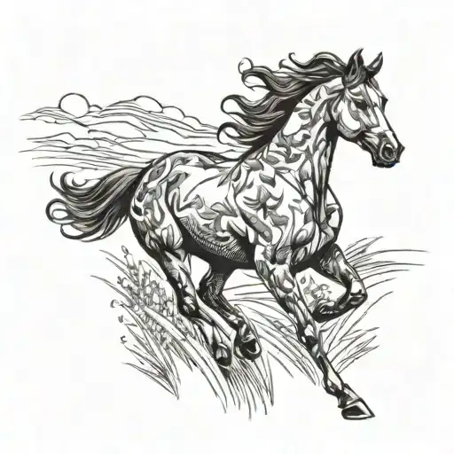 Horse Galloping Through A Field