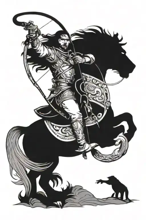 Sagittarius Archer Riding Leo Lion Wearing