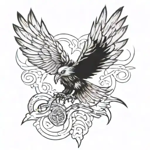Draw A Tattoo Of A Flying Evil Hawk Flying