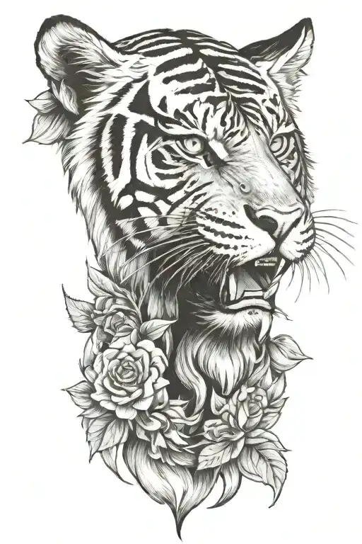 Tiger Head Tattoo Holding