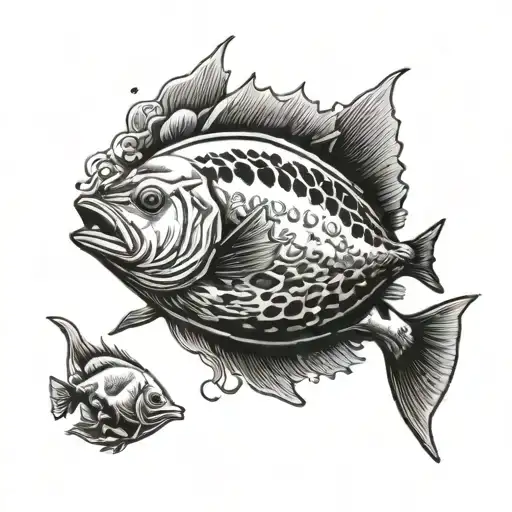 Incorporate A Gaint Trevally Fish Into A Traditional Fishing Scene