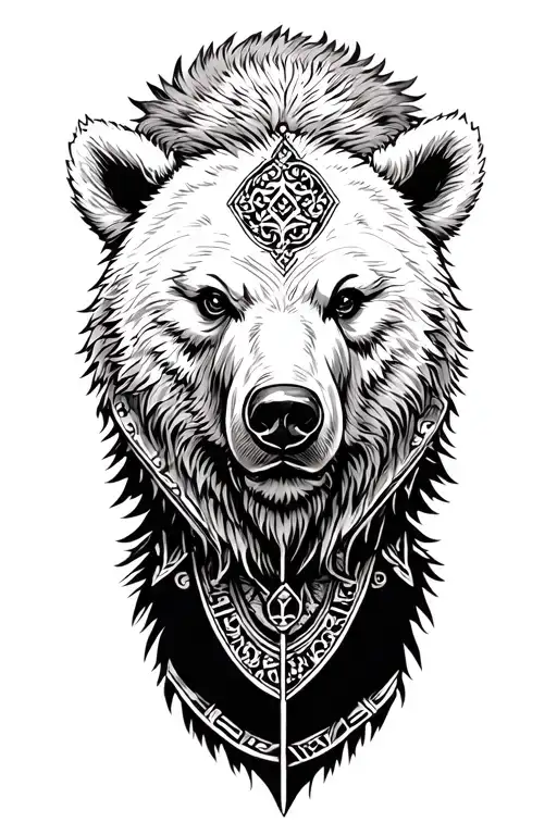Slavic Warrior In The Image Of A Bear And Head