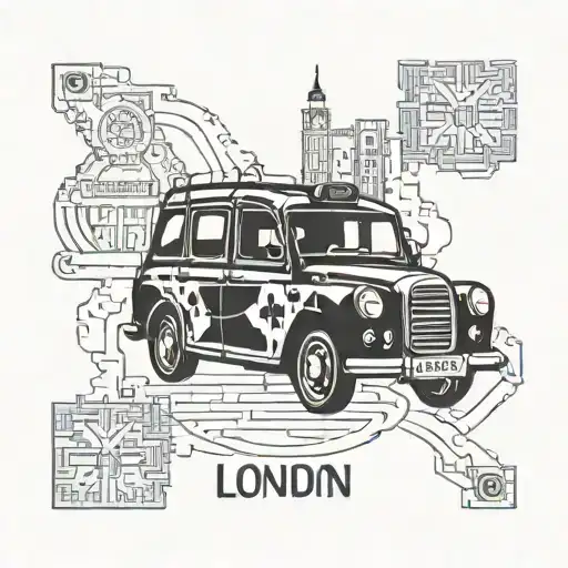 Square Post Stamp With London Black Cab