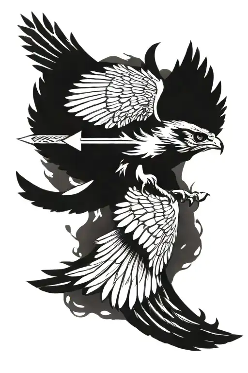 Falcon Flying With Arrow Trough It's Chest