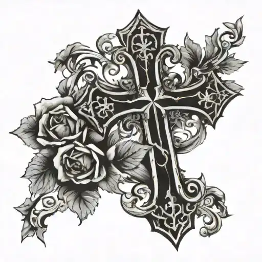 Christian Cross With Death And Birth Dates Inside