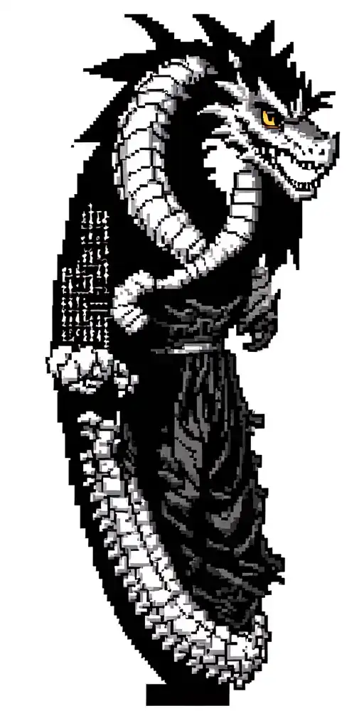 A Pixelated Dragonball Surrounded By Coding Symbols
