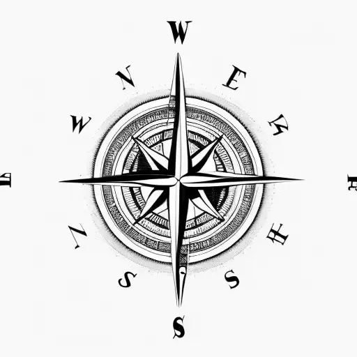 Compass With Trident And Waves