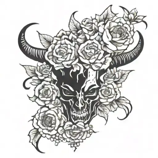 Demon Flowers Horns Blood