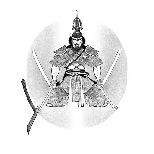 Samurai On Guard With Sword