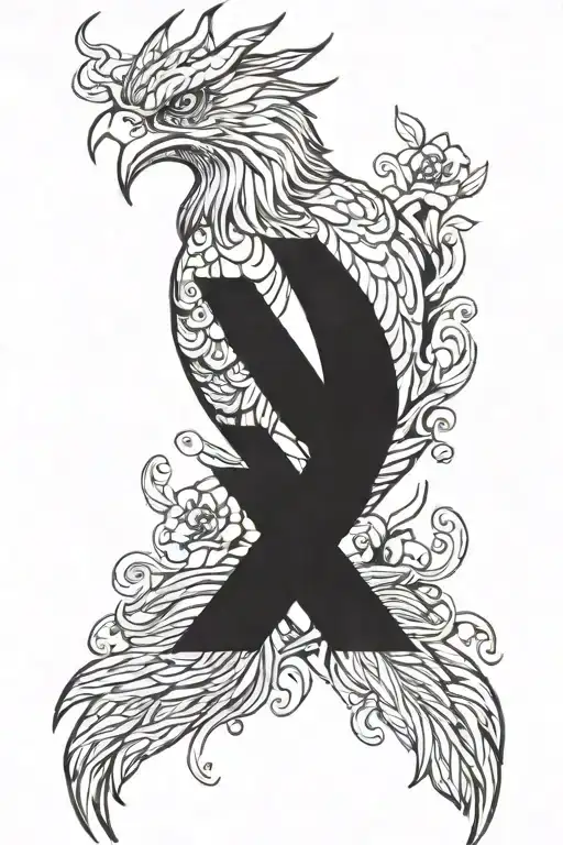 Phoenix On Forearm With Japanese Text