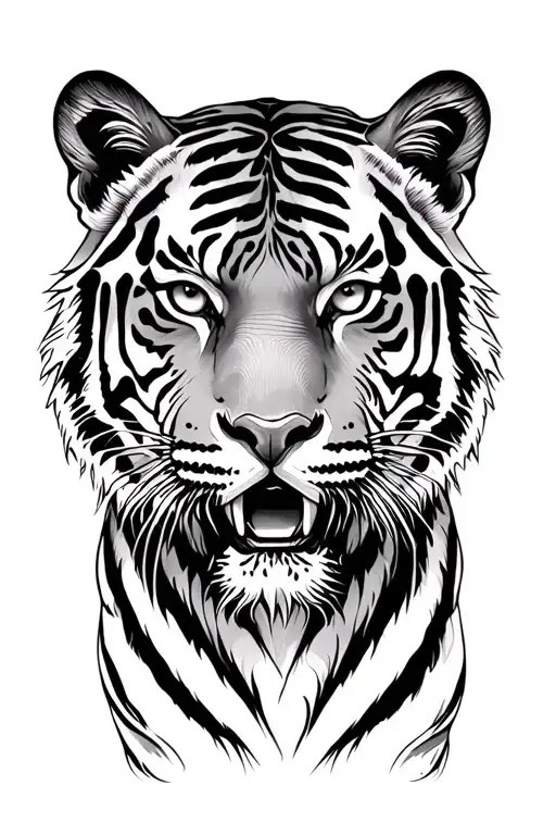 Tiger In Realism Blackwork