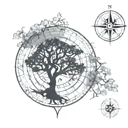 Compass Rose With Tree Of Life