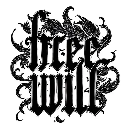 Dark Lettering Of The Words `Free Will`