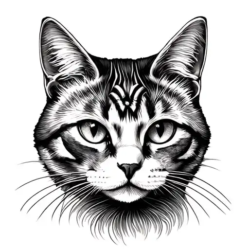 Combine Elements Of Drawing Tools And Cake Decorations In A Tattoo Featuring A Cat