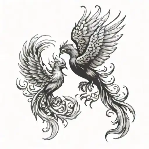 Couples Tattoo Phoenix Rising From Fire