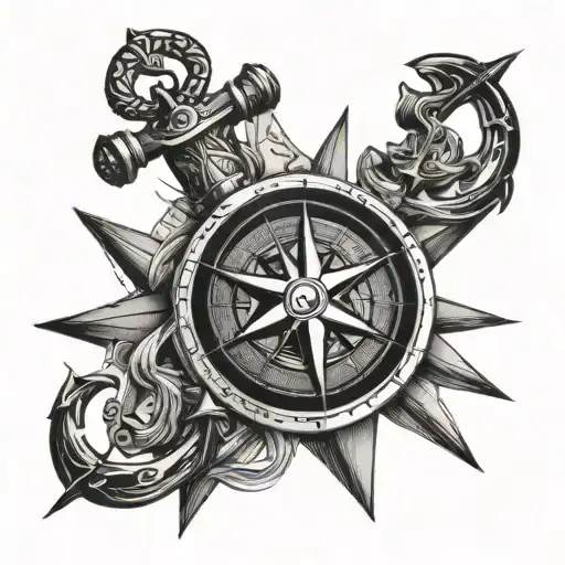 Anchor Compass On A Map